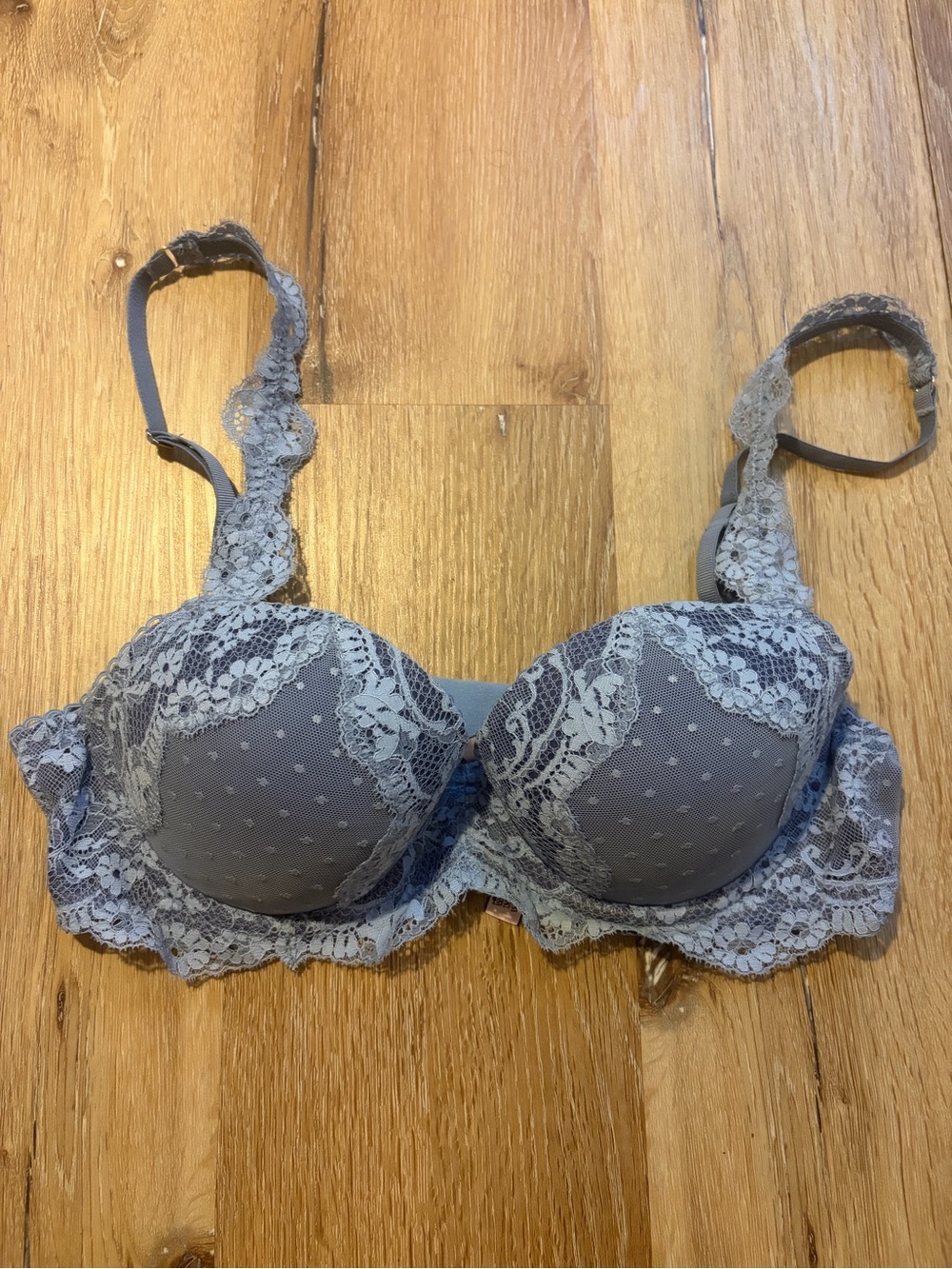 Victoria’s Secret Lace Trim Push-Up Bra — dusty blue